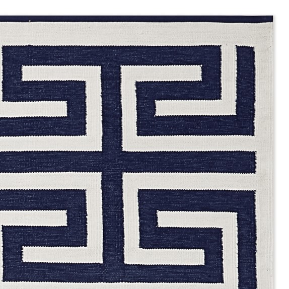 Perennials Greek Key Indoor Outdoor Rug Navy Williams Sonoma