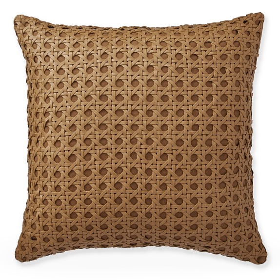 Cane Woven Leather Pillow Cover, Tan Williams Sonoma
