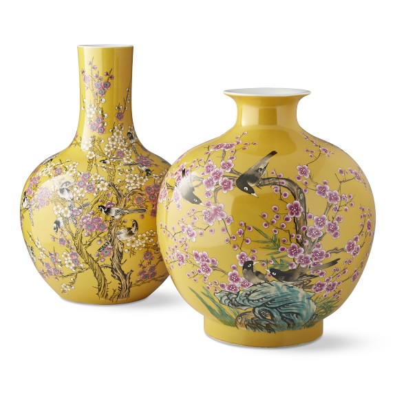 Yellow Hummingbird Ginger Jar Pom Vase Williams Sonoma