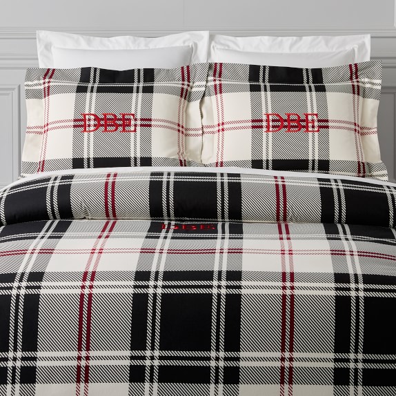 Highland Printed Flannel Duvet Cover Shams Black Williams Sonoma