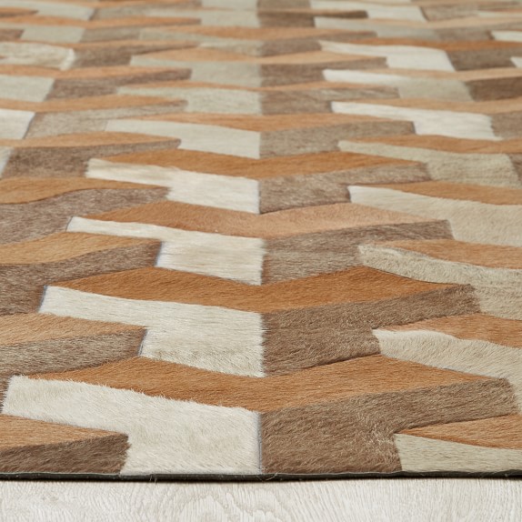 Champagne + Tan Tetra Pieced Cowhide Rug Williams Sonoma
