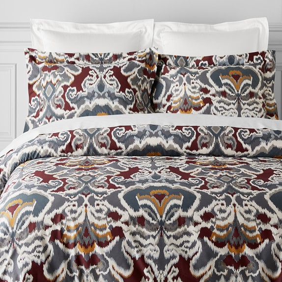 Jahari Ikat Printed Organic Duvet Cover Full Queen Blue Multi