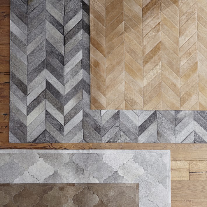 Pieced Chevron Hide Rug 10x14 Gray Williams Sonoma Pieced Chevron Hide Rug 10x14 Gray