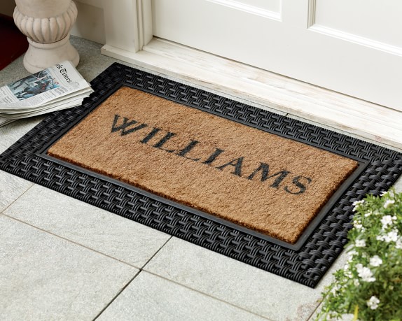 Personalized Basketweave Rubber Coir Doormats