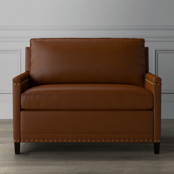 Addison Leather Sleeper Sofa With Nailheads 48