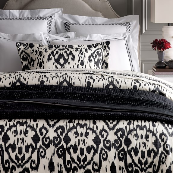 Printed Ikat Sateen Duvet Cover Shams Williams Sonoma