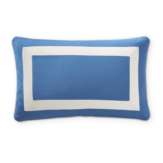 Sunbrella Outdoor Solid Lumbar Pillow Cover with White Border, 14