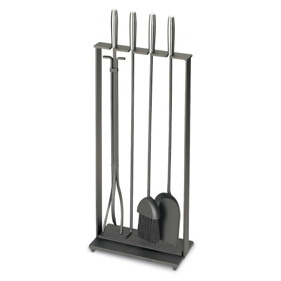 Matte Black Soldiered Row Modern Fireplace Tools Williams Sonoma