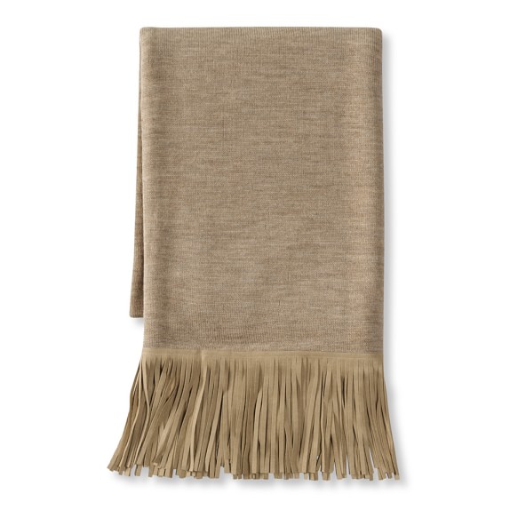 Knit Throw with Suede Fringe, 50