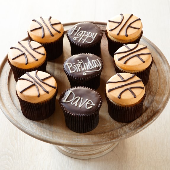 Personalized Basketball Cupcakes, Set of 9