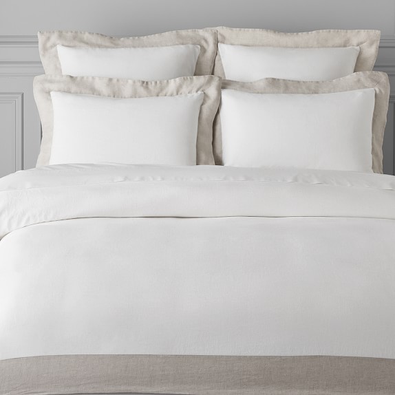 Chambers Italian Washed Linen Border Duvet Cover Shams