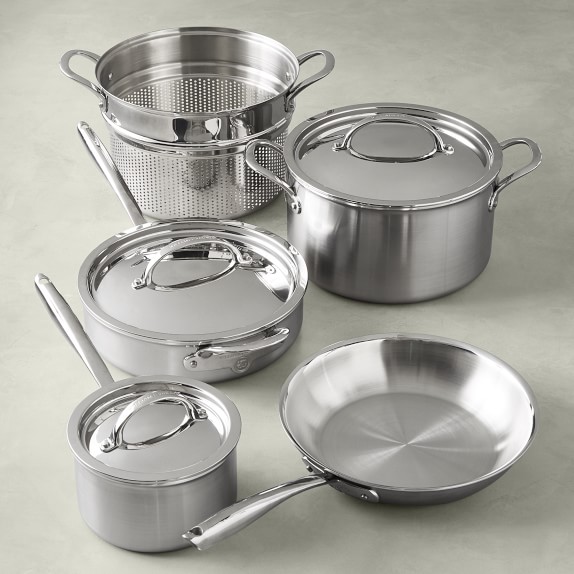 Williams Sonoma Signature Thermo-Clad™ Brushed Stainless-Steel 8-Piece Cookware Set