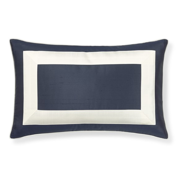 Silk Border Pillow Cover, Indigo