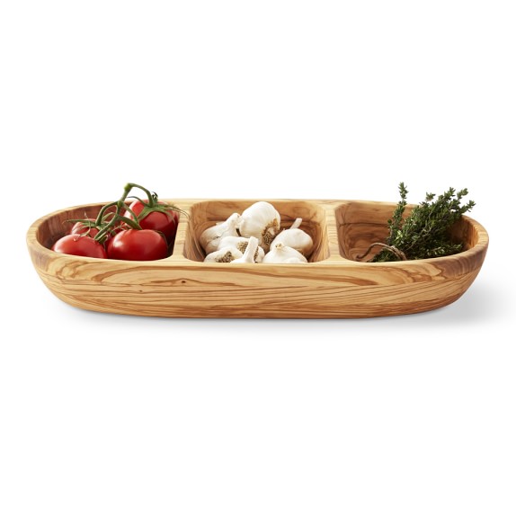 Partitioned Olivewood Fruit Bowl