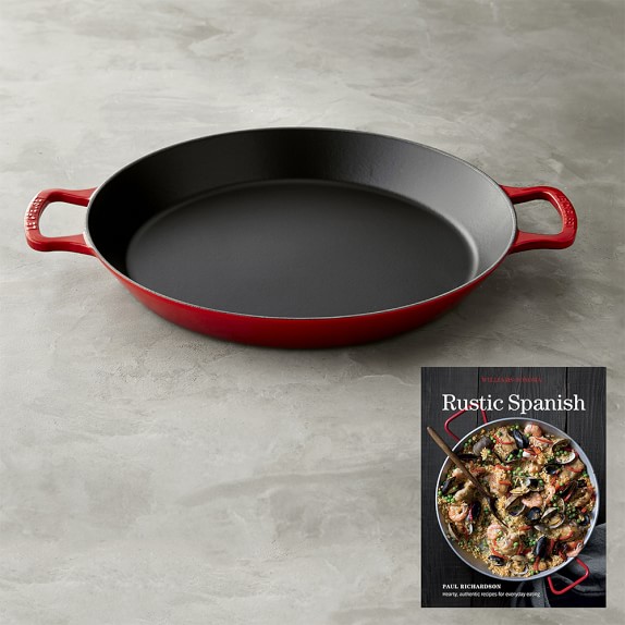 Le Creuset Red Paella Pan with Cookbook