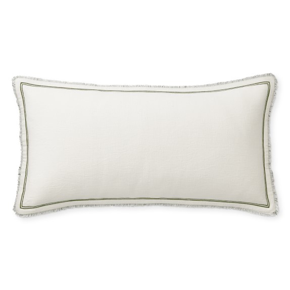 Raw Edge Reversible Linen Lumbar Pillow Cover, 15