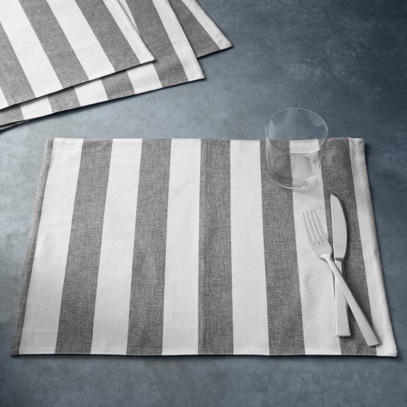 Open Kitchen by Williams Sonoma Chambray Placemats, Set of 4, Black & White