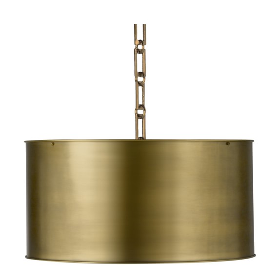 Custom Metal Drum Shade and Base, Medium, Antique Brass