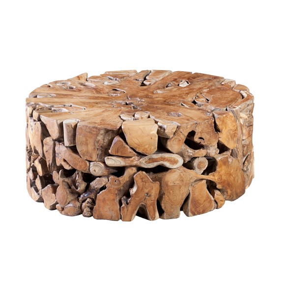 Sliced Teak Coffee Table, Round