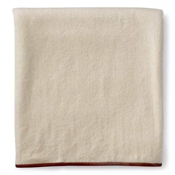 Cashmere Throw with Leather Binding, 50