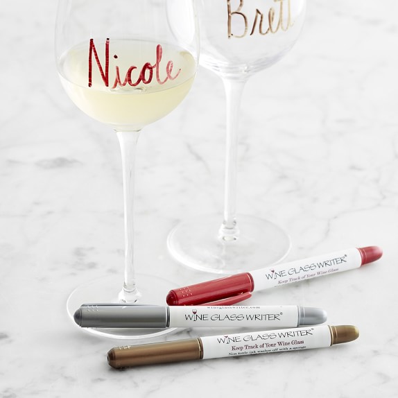 Williams Sonoma Wine Glass Writers: Red, Silver and Copper