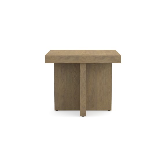Oak Plank Side Table, Weathered Oak, Brown