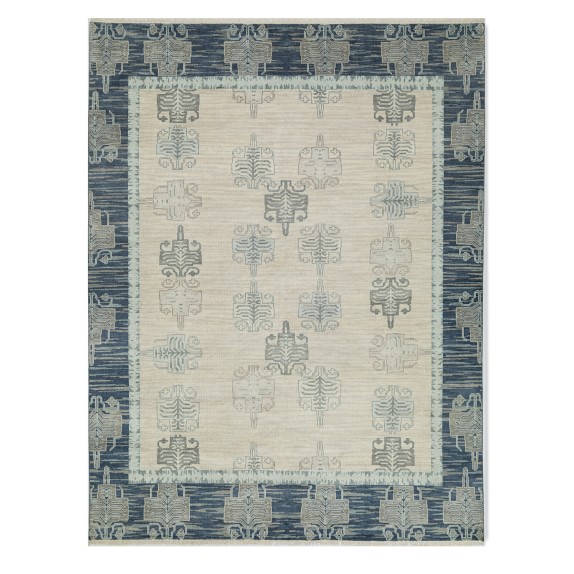 Kendra Hand Knotted Rug, 6' X 9', Steel Blue/Taupe