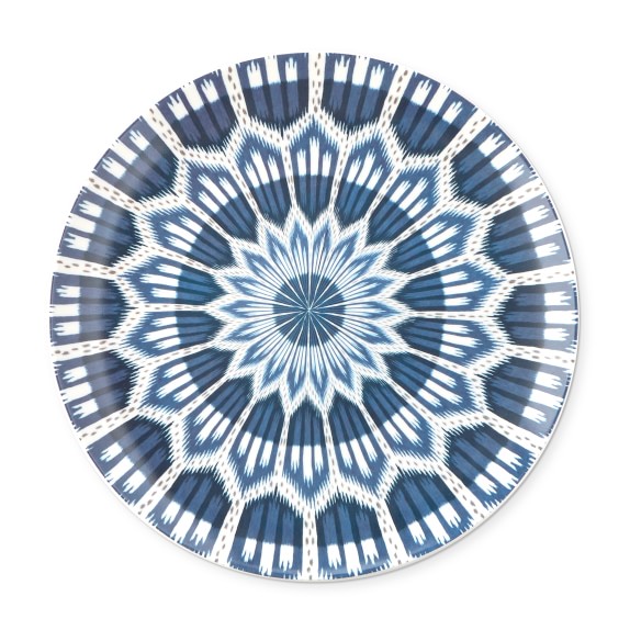 Schumacher Bukhara Ikat Dinner Plate, Set of Four, Blue