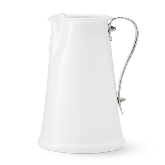 Ceramic & Pewter Pitcher, Large