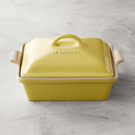 Le Creuset Stoneware Shallow Square Covered Baker, Matte Yellow
