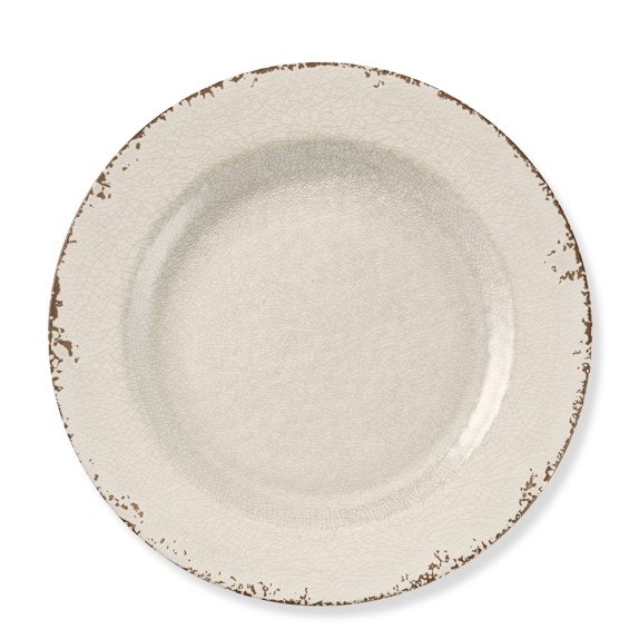 Rustic Outdoor Melamine Charger Plate, Ivory
