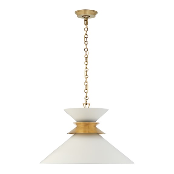 Alborg Brass Pendant with Matte White Shade, Large
