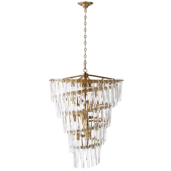 Ellis Crystal Spiral Chandelier Antique Brass