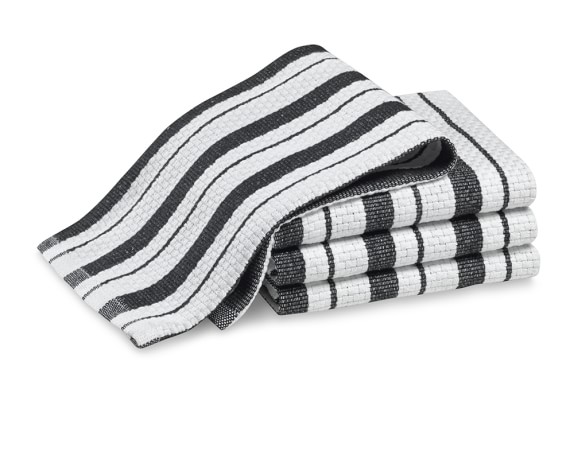 Williams Sonoma Classic Striped Dishcloths, Set of 4, Jet Black