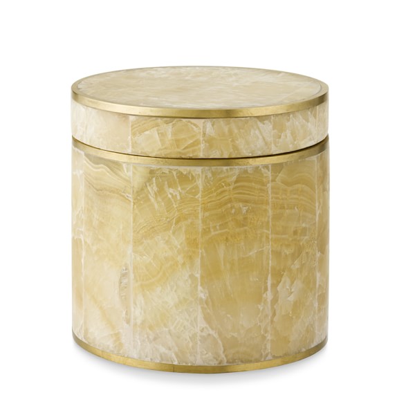 Brass Bordered Stone Jar, Sand