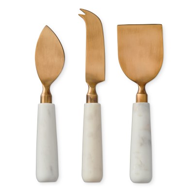 Marble Brass Cheese Knives, Set of 3