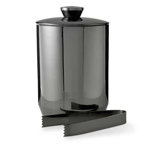 Gunmetal Ice Bucket with Tongs