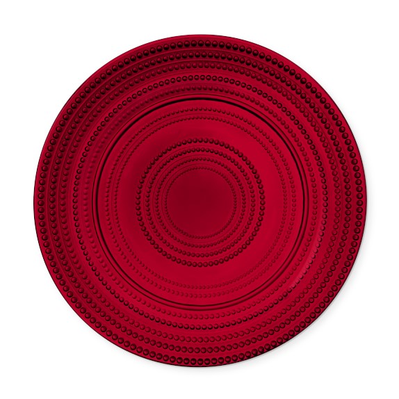 AERIN Red Beaded Glass Dinner Plates, Set of 4