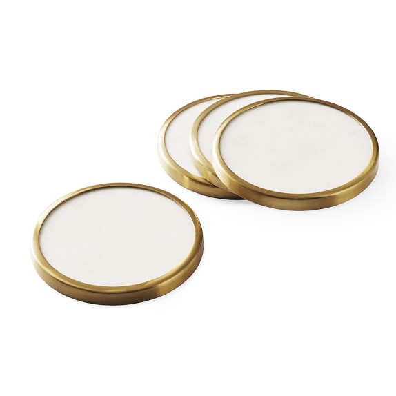 White Marble & Gold Drink Coasters Set of 4 Williams Sonoma