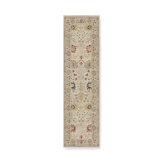 Made to Order Fergana Hand Knotted Rug, 3x10', Ivory/Multi