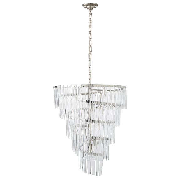 Ellis Crystal Spiral Chandelier, Polished Nickel