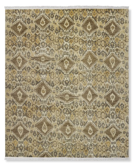 Hand-Knotted Marmara Ikat Rug, 6x9', Tan/Brown