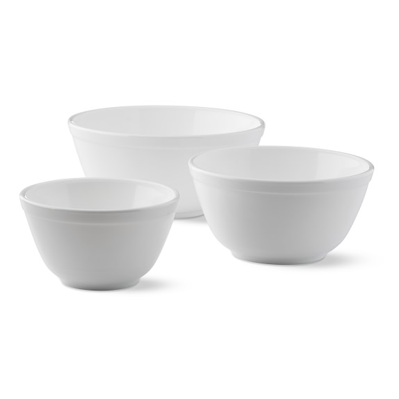 Mosser Glass Mixing Bowls, Set of 3, White
