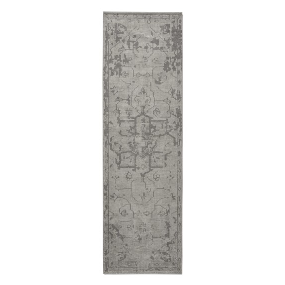Mystic Medallion Hand Knotted Rug, 3X10', Gray