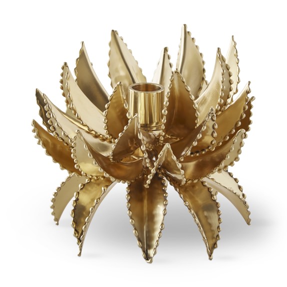 Brass Palm Taper Holder, Tall