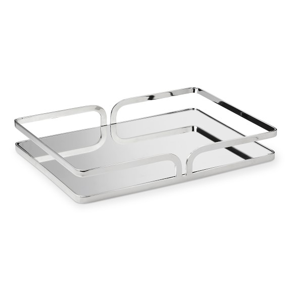 Spiros Rectangular Tray, Polished Nickel