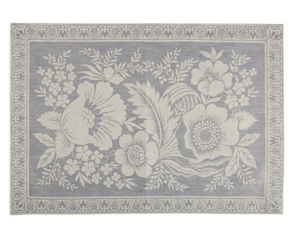 Vintage Floral Jacquard Place Mats , Set of 4, Grey