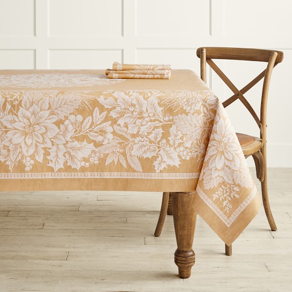 Holiday Floral Jacquard Tablecloth 70