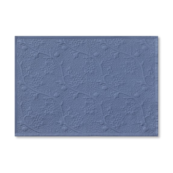 Vine Floral Boutis Place Mats, Set of 4, Bijou Blue