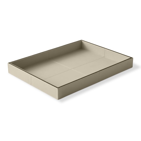 Stitched Leather Decorative Tray, Large